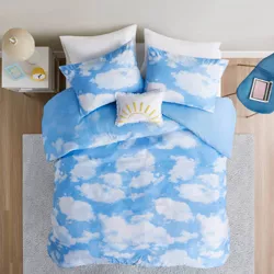 3pc Twin/Twin Extra Long Serenity Cloud Printed Duvet Cover Set Blue - Intelligent Design