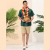 Lars Amadeus Men's Beach Striped Short Sleeve Hawaiian Color Block Button Shirts - 3 of 4