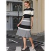INSPIRE CHIC Women's Striped Ribbed Short Sleeve Midi Basic Knitted Dresses - 3 of 4