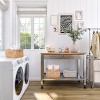 Seville Classics Stainless Steel Work Center Island Table Kitchen Cart with Wood Top - 3 of 4