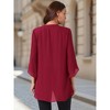 Seta T Women's High Low Asymmetrical Chiffon 3/4 Bell Sleeve V Neck Irregular Hem Casual Blouse - 4 of 4