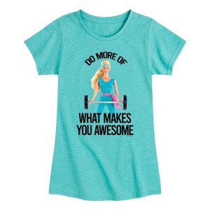 Girls' - Barbie - Do What Makes You Awesome Fitted Short Sleeve Graphic T-Shirt - 1 of 4