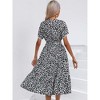 Women Side Slit Midi Sundress Floral V Neck Faux Wrap Summer Casual Dress Smoked Belted Dress Beach Dress Vacation Resorts Outfits - 2 of 4