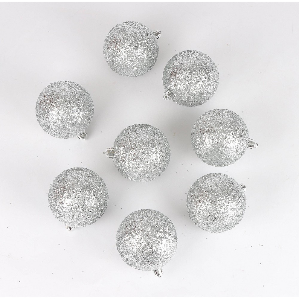 8ct Christmas 70mm Ornament Set Silver - Wondershop