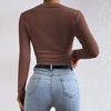 Women Long Sleeve Crew Neck Tops Waffle Ruched Casual Shirts Blouse - 3 of 3