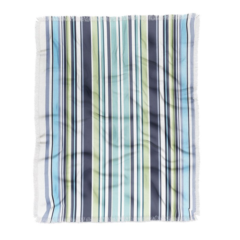 Sheila Wenzel-Ganny Lavender Mint Blue Stripes Woven Throw Blanket - Deny Designs, 1 of 3