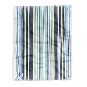 Sheila Wenzel-Ganny Lavender Mint Blue Stripes Woven Throw Blanket - Deny Designs