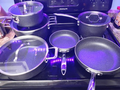  HRZZEOKV 7 Piece Pot and Pan Set, Wheatstone Cookware Set with  Glass Lid for Even Heat, Non-Stick for Kitchen Basics,Purple : Everything  Else