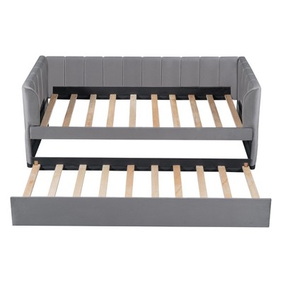 Comfort and Storage Features Twin Upholstered Daybed, Ergonomic Backrest and 2 Drawers