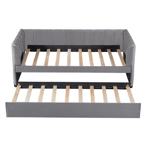 Twin Upholstered Daybed with Ergonomic Backrest & 2 Drawers - Comfort & Storage - 1 of 4