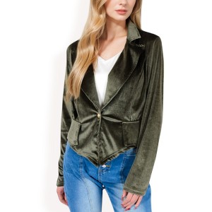 Anna-Kaci Women's Velvet Blazer with Single Button Closure - 1 of 4