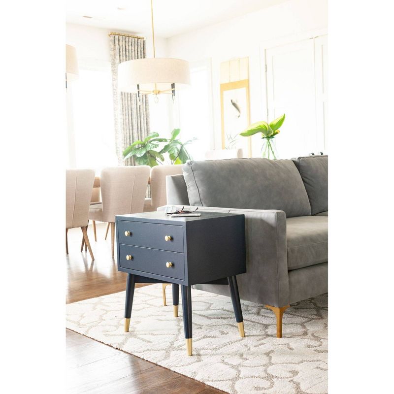 Knox 2 Drawer Side Table with Brass Accents - East at Main, 3 of 13