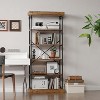 Jojoka 6-Tier Industrial Bookshelf, 73.6" Tall Freestanding Bookcase with Rustic Wood Shelves and Roman Column Legs for Living Room, Bedroom,Brown - 2 of 4
