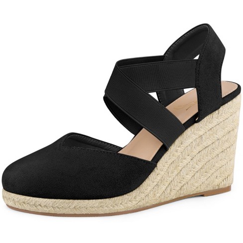 Perphy Platform Closed Toe Espadrille Wedge Heel Sandals for Women Black 6