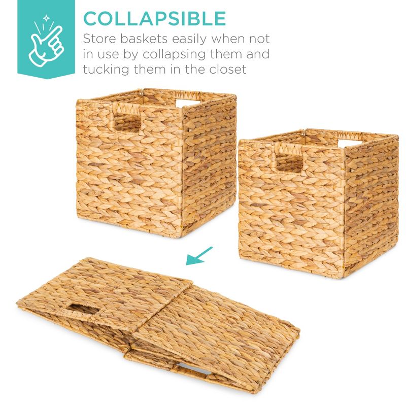 Best Choice Products 12x12in Hyacinth Baskets, Set of 5 Multipurpose Collapsible Organizers w/ Inserts, 3 of 10