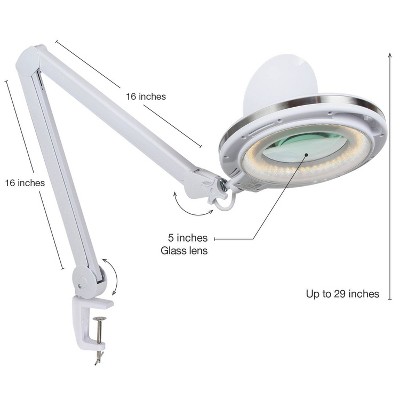 White Adjustable Swing Arm LED Magnifying Desk Lamp