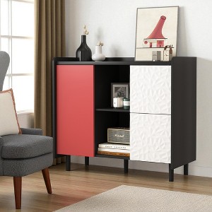 Sideboard Buffet Cabinet with Doors, 2 Drawers and Open Storage, Modern Accent Storage Cabinet for Dining Room, Kitchen, Coffee Bar - 1 of 4