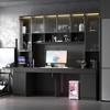 FUFU&GAGA Spacious Double Desk Workstation Game Desk Computer Desk Light Strips and USB Ports - 3 of 4