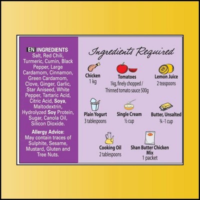 Shan Butter Chicken Recipe and Seasoning Mix 1.76 oz Pack of 6