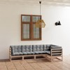 vidaXL Patio Furniture Set 5 Piece Outdoor Sectional Sofa Solid Wood Pine - Natural With Cushions - 2 of 4