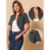 INSPIRE CHIC Women's Casual Open Front 3/4 Sleeve Collarless Business Blazer Cardigan - 2 of 4