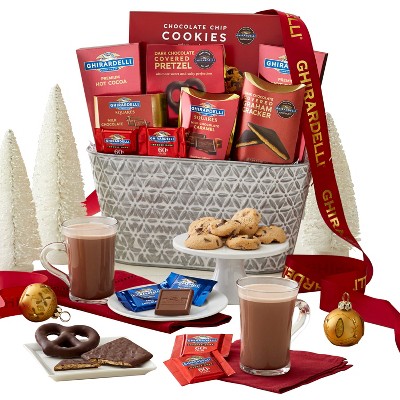 Ghirardelli Chocolates, Cookies and Sweets Grande Gift Basket Brimming with Chocolate Classics Red Ribbon