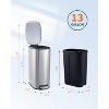 Slim Kitchen Trash Can 13 Gal, Skinny Stainless Steel Garbage Can with Removable Inner Bucket & Soft Close Lid, Narrow Trash Bin for Bathroom Office - 3 of 3