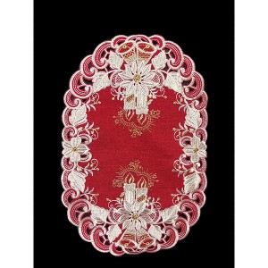 Poinsettia Embroidered Cutwork Placemat, 12 by 17 inch - 1 of 4