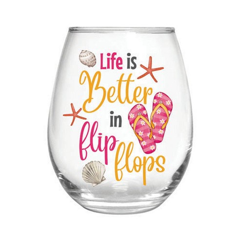 17 Oz Stemless Glass W/box, Life Is Better In Flip Flops : Target