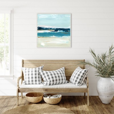 The Calm Before II Abstract Coastal Canvas Art with White Frame
