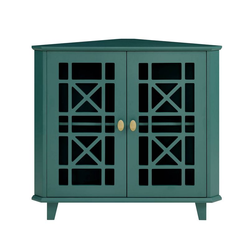 2 Door Corner Accent Cabinet with Fretwork Doors - Saracina Home, 5 of 13