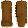 Perphy Women's Ruffle Round Toe Zippered Chunky High Heel Ankle Boots - 2 of 4