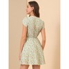 Allegra K Women's Boho Crossover V Neck Petal Sleeves Belted Floral Flowy Dress - image 4 of 4