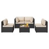 Celebalcony 5-piece black rattan  Wicker Patio Set – All-Weather Outdoor Sectional Sofa with Cushions, Pillows & Glass Coffee Table - 2 of 4