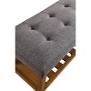 Vynxaria Charla Gray Fabric & Oak Finish Bench - 2 of 4