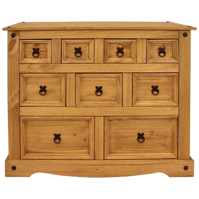 Sunnydaze Light Brown Pine 9-Drawer Farmhouse Chest