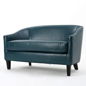 Justine Faux Leather Loveseat Teal - Christopher Knight Home, Blue