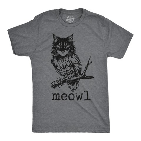 Мужские футболки Crazy Dog T-Shirts, Inc. Mens Funny T Shirts Meowl Sarcastic Cat Owl Graphic Novelty Tee for Men - Crazy Dog Men's T Shirt For Cat Lovers Dark Grey M
