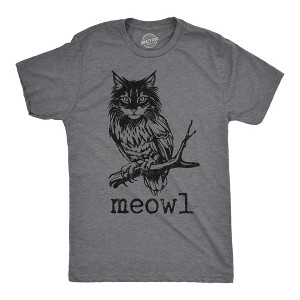 Mens Funny T Shirts Meowl Sarcastic Cat Owl Graphic Novelty Tee For Men - Crazy Dog Men's T Shirt - 1 of 4