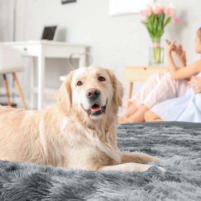 Gray Waterproof Faux Fur Sherpa Pet Blanket 29" x 40"