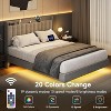Homhougo Full Size Floating Bed Frame with LED Light, Modern Metal Platform Bed Frame with Charging Station, No Box Spring Needed, Grey - 3 of 4