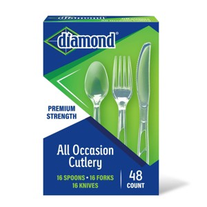 Diamond All Occasion Clear Disposable Forks Spoons and Knives - 48ct - 1 of 2