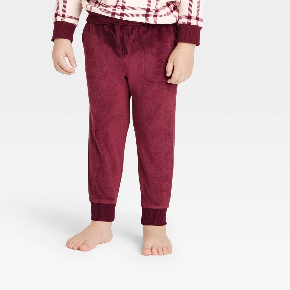 Toddler Boys' Pull-On Plush Micro-Fleece Jogger Pants - Cat & Jack Maroon 2T, Red