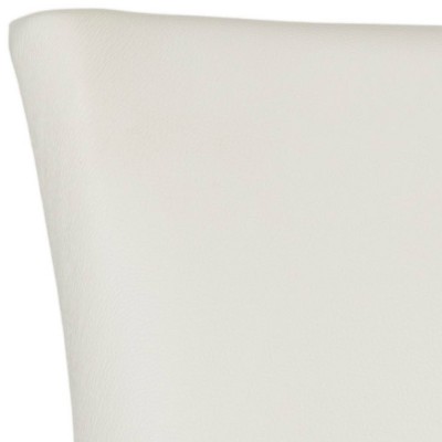 Elegant White Leather Upholstered Side Chair with Birch Wood Legs