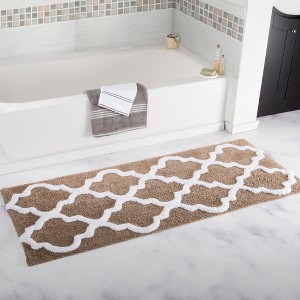 Hastings Home 100% Cotton Trellis Bathroom Mat - 24x60 inches - Taupe - 1 of 4