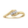 10K Yellow Gold over Silver 1/10 Cttw Diamond Three-Stone Bypass Ring - 2 of 4