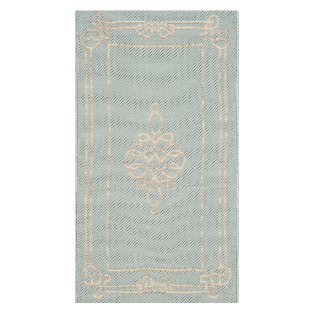 2'7in x 5' Rectangle Talence Outer Patio Rug Aqua/Cream - Safavieh