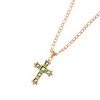 Anna-Kaci Gold Tone Cross Pendant Necklace with Green Gemstone Accents - 2 of 4