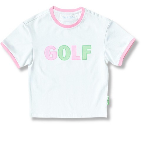 Bits & Bows Kids Girls' Golf Crewneck T-Shirt, White 5/6