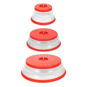 Tovolo 3pk Silicone Collapsible Microwave Food Cover Red - 1 of 4